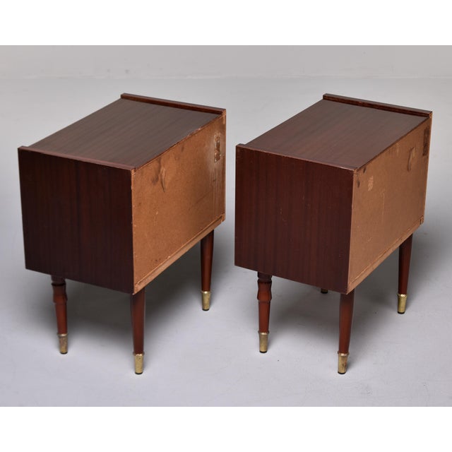 Mid-Century Walnut Nightstands With Brass Inlay -Pair For Sale - Image 11 of 11