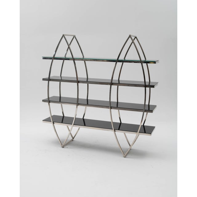 Sculptural Bookshelf in Chromed Steel and Glass, 1960s For Sale - Image 6 of 6