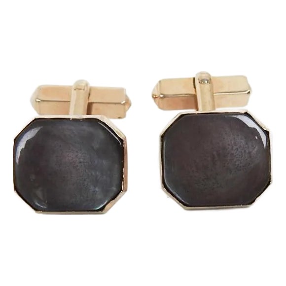 Vintage Swank Black Mother of Pearl Cufflinks For Sale