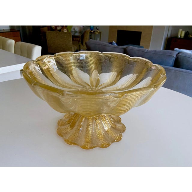 1960s Large Barovier Coronado d'Oro Glass Centerpiece Bowl For Sale - Image 5 of 13