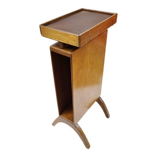 Mid 20th Century Mid-Century Modern Danish Leather Top Magazine Stand Side Table For Sale