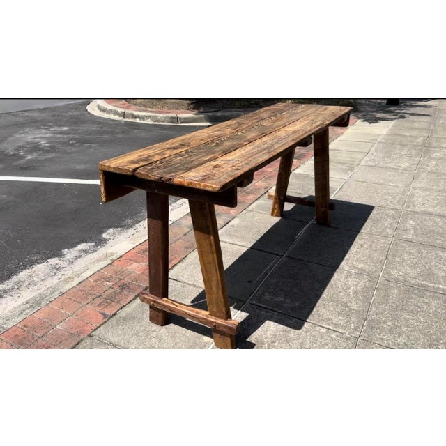 Farmhouse Axel Hjorth Style Rustic Farmhouse Reclaimed Barnwood Console Table - 78” For Sale - Image 3 of 6