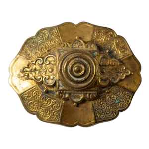 19th Century Chinese Gilt Copper or Bronze Belt Buckle Brooch Pin