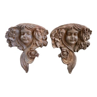 Pair of Antique French Cast Iron Balcony Planters/Ornaments, Circa 1900 For Sale