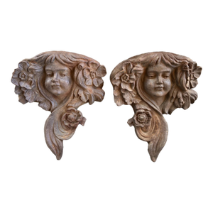 Pair of Antique French Cast Iron Balcony Planters/Ornaments, Circa 1900