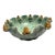 Large Vintage Aqua Glazed Pottery Scalloped Frog Bowl For Sale