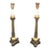 Pair of Antique Candlestick French Empire Patinated and Gilt Bronze Table Lamps For Sale