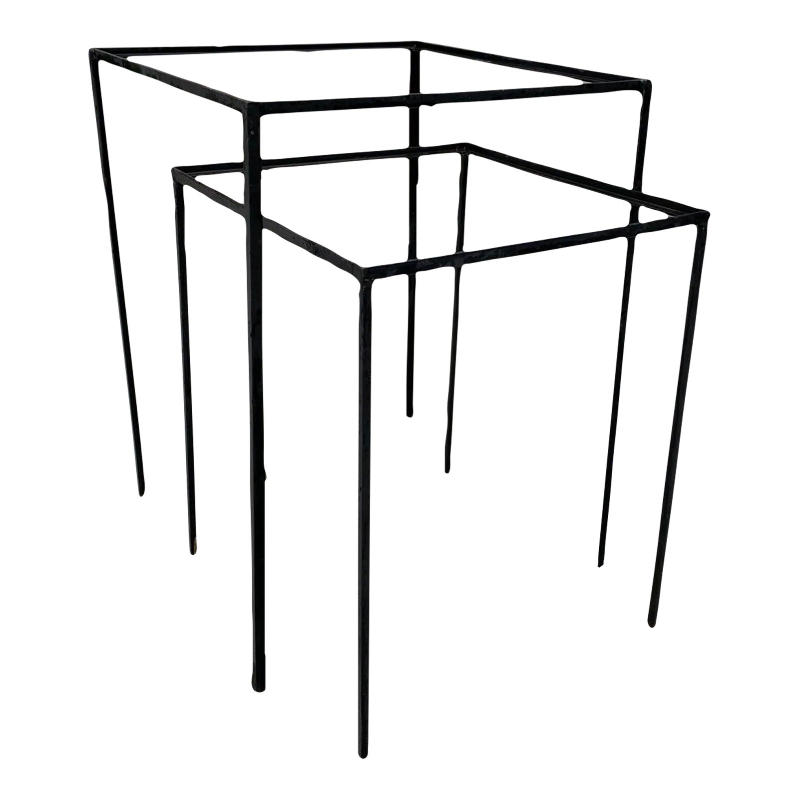 Mid Century Thin Line Iron Nesting Table Bases-Set of Two | Chairish