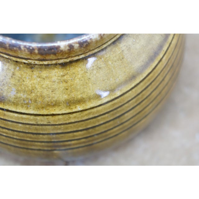 Thai Celadon Studio Art Pottery Ribbed Beehive Vase Pot Cachepot Jar 6" For Sale - Image 9 of 11