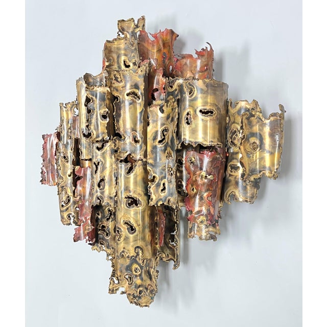Mid-Century Modern Abstract Patinated Metal Wall Sculpture by Silas Seandel For Sale - Image 3 of 7