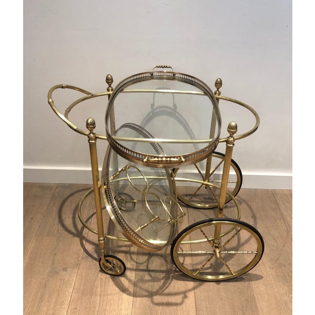 1940s Oval Brass Drinks Trolley by Maison Bagués For Sale - Image 6 of 12
