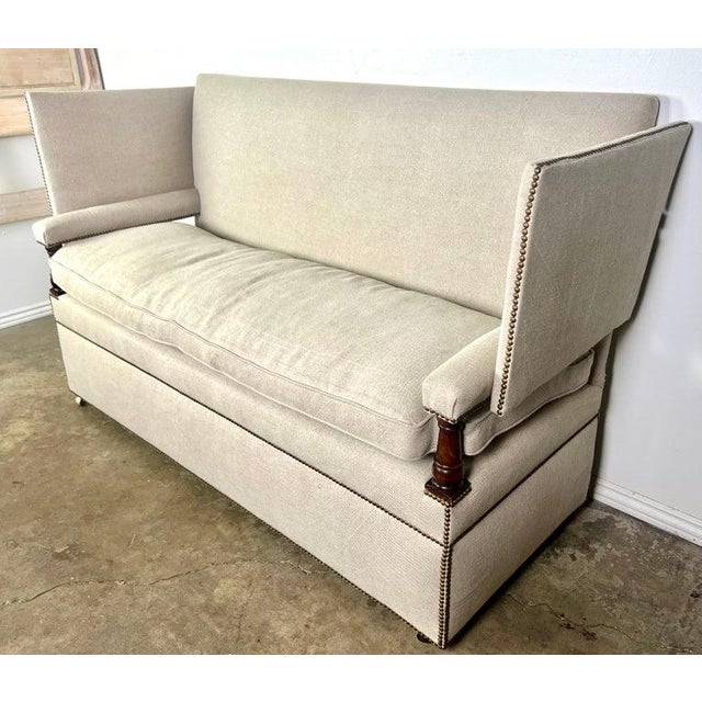 Knole Settee, Early 20th Century, English Baroque in Belgium Linen For Sale - Image 18 of 18
