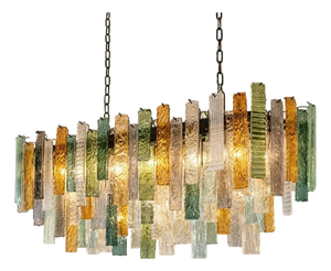 Italian Rectangular Listelli Murano Glass Chandelier by Simoeng for Simoeng