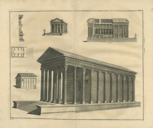 Montfaucon, Roman Temple Architecture, 1721, Paper Engraving