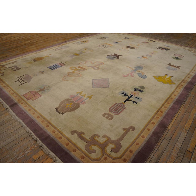 1920s Ivory Cream Art Deco Influences 100 Antiques Pattern Chinese Peking Rug For Sale In New York - Image 6 of 15