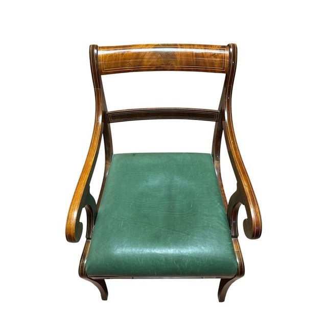 Neoclassical Revival Chair with Green Leather Seat For Sale - Image 5 of 7