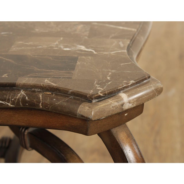 Brown Rustic European Style Faux Marble Top Metal Base Coffee Table For Sale - Image 8 of 11