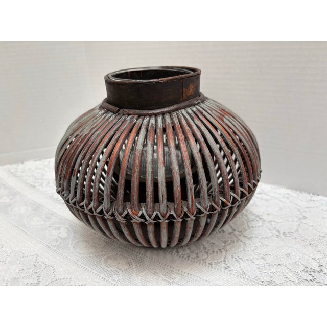 Wood Vintage Rustic Round Wood Candleholder or Plant Vessel For Sale - Image 7 of 10