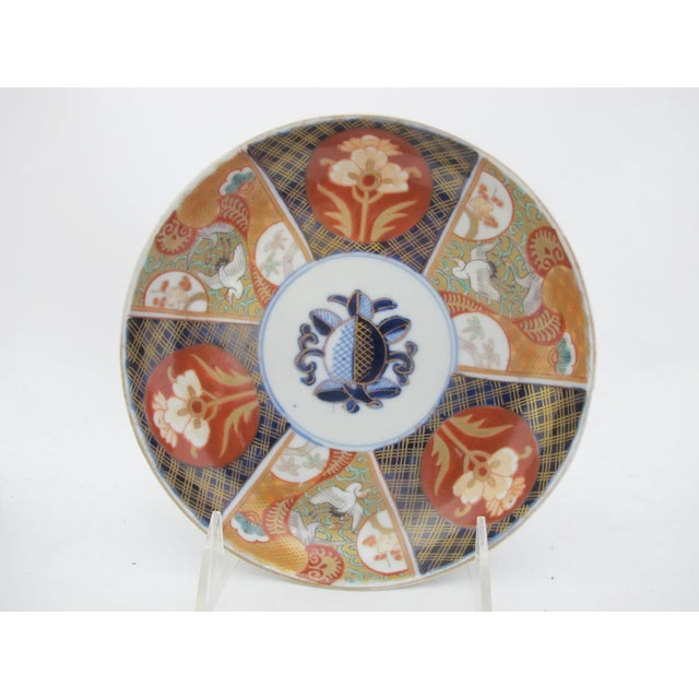 Japanese Japanese Imari Porcelain Peach Medallion Heron Flower Plate or Shallow Bowl Set For Sale - Image 3 of 11