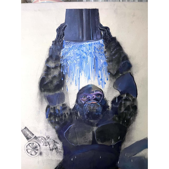 Circus Gorilla Cooling Off on Unstretched Canvas Joni Wildman Oil Painting For Sale - Image 15 of 16