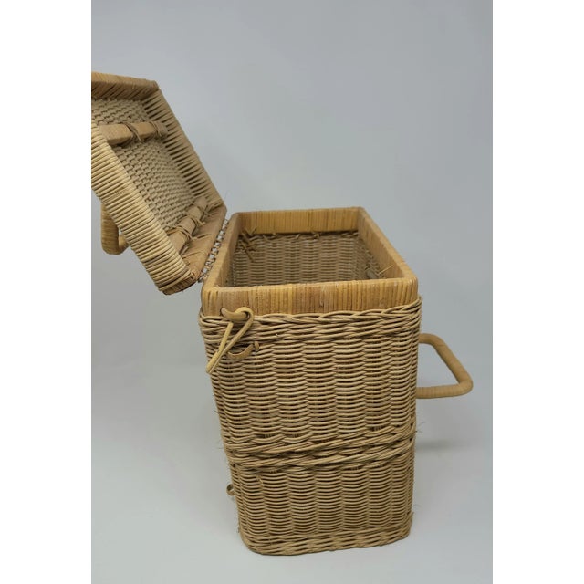 Vintage Wicker Picnic Basket With Detachable Wine Basket For Sale - Image 9 of 13