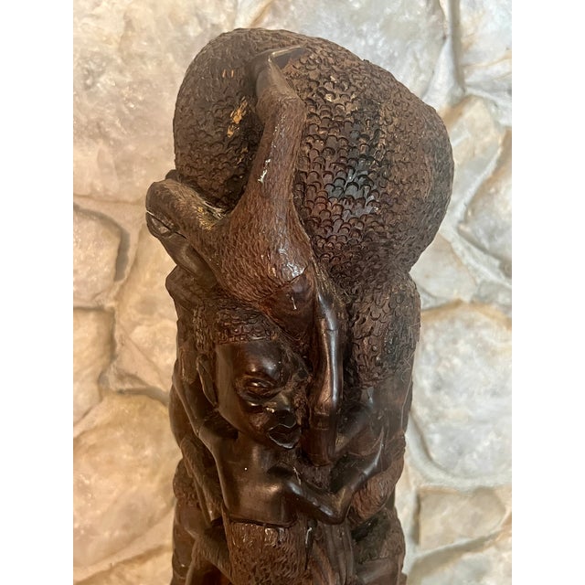 Mid-20th Century Large African Blackwood Makonde "Tree of Life" Ujamaa Sculpture – 45"h For Sale - Image 15 of 16
