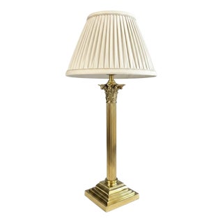 Antique English Brass Corinthian Column Table Lamp, 1880 For Sale
