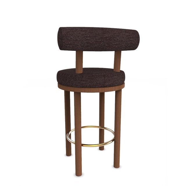 Collector Modern Moca Bar Chair in Tricot Dark Brown Fabric and Smoked Oak by Studio Rig For Sale - Image 4 of 6