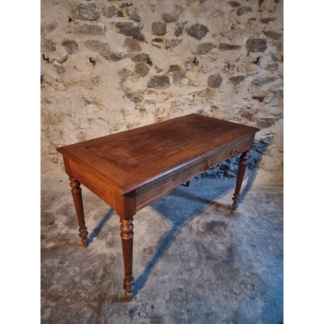 1920s French Oak Writing Desk with Two Drawers, 1920s For Sale - Image 5 of 18