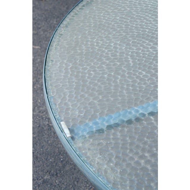 Dark Green Mid Century Modern Round Glass Top Outdoor Patio Table For Sale - Image 8 of 12