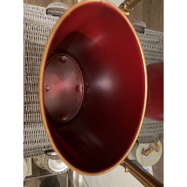 English 1960s English Oval Red Metal Wastebasket W/ Fox Hunt Artwork - The Bury. Very Clean For Sale - Image 3 of 5