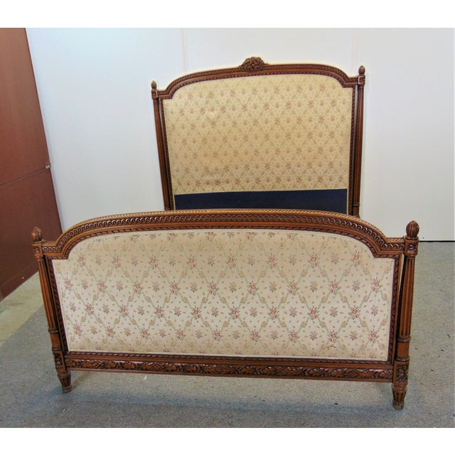 French Louis XVI Style Carved Walnut Queen Wide Bed Chairish