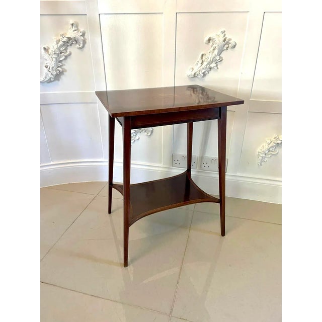 Antique Edwardian Mahogany Inlaid Lamp Table, 1900 For Sale - Image 4 of 13