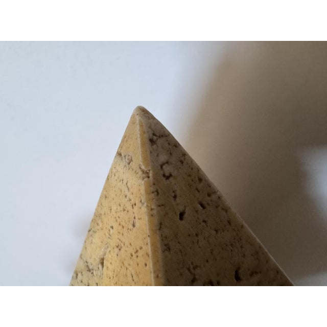Stone Mid-Century Travertine Marble Pyramid Paperweight attributed to Fratelli Mannelli, 1970s For Sale - Image 7 of 8