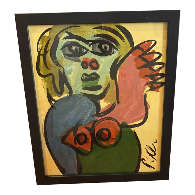 Peter Keil Abstract Nude Portrait on Canvas, Framed For Sale