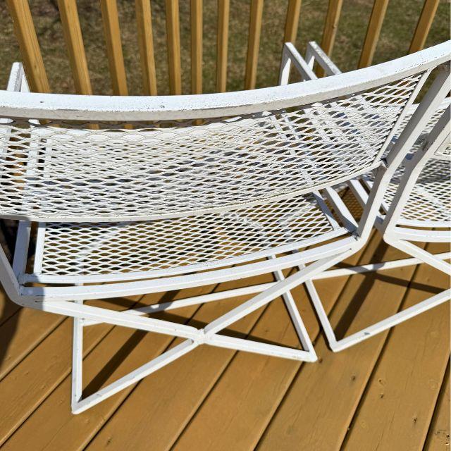 Mid 20th Century, White Metal Director Chairs, Styled After Salterini, Pair (2) For Sale - Image 12 of 18