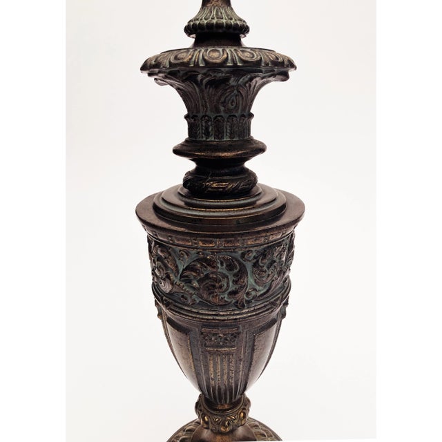 American Early 20th Century Bronze Patinated Lamp For Sale - Image 3 of 7