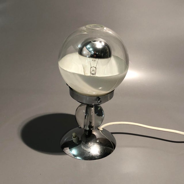 Hungarian Bauhaus Nickel & Plated Brass Table Lamp, 1930s For Sale - Image 9 of 14