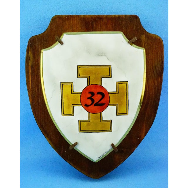 20th Century Heraldic Plaques in Ceramic on Wood by Antonella Salemi for Freemasonry Scottish Rite, 1970s, Set of 4 For Sale - Image 16 of 18