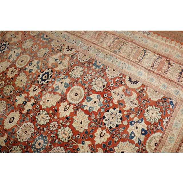 19th Century Zabihi Collection Hadji Jalili Tabriz 19th Century Antique Rug - 9'1" x 12'4" For Sale - Image 5 of 12