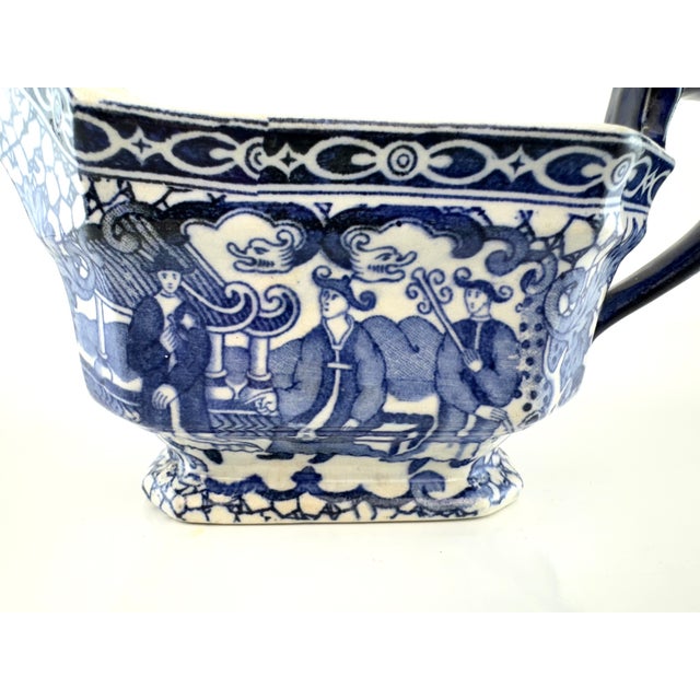Antique Late 19th Century English Adams Blue and White Transferware Gravy Boat For Sale - Image 4 of 12