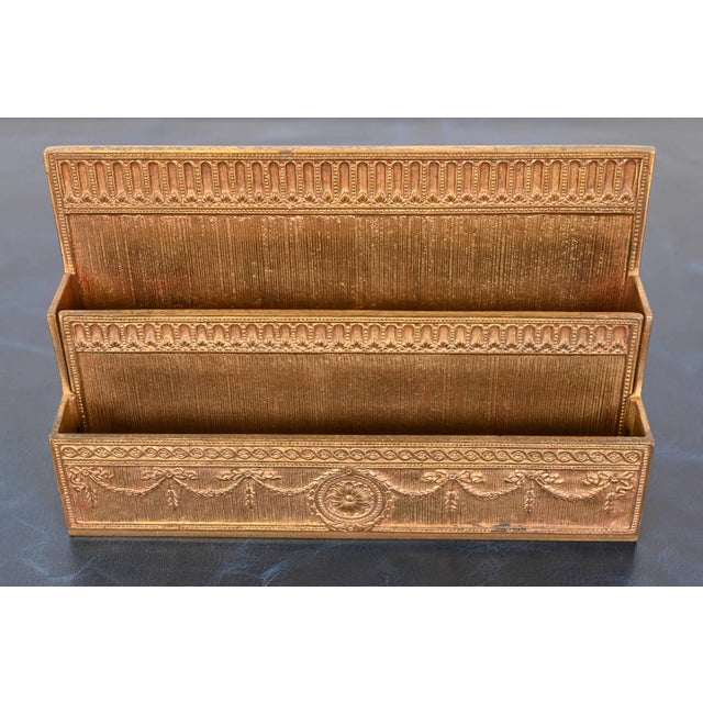 Tiffany Studios New York Adam Bronze Doré Letter Rack | Chairish
