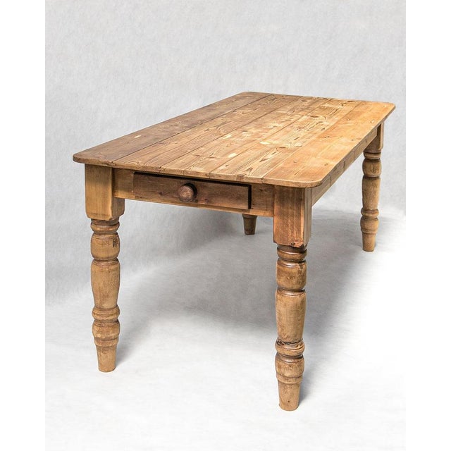 1960s Vintage French Provincial Pine Farmhouse Dining Table For Sale - Image 5 of 14