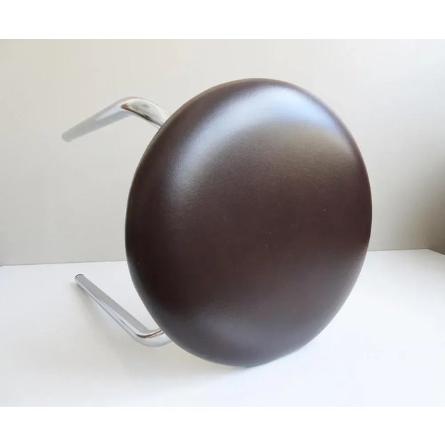 Contemporary Brown Stool with Chrome Frame, 1970s For Sale - Image 3 of 11