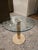 Gold 1980s Attributed to Leon Rosen for Pace Round Glass, Brass and Travertine Side Table For Sale - Image 8 of 10