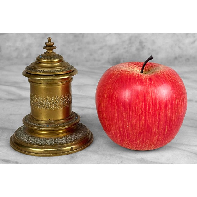 A Traditional Brass Library Inkwell, c. Early 20th Century - Pairs Nicely with Many Traditional & Eclectic Interiors -...