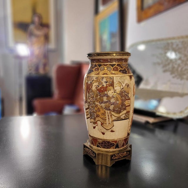 Japanese Vase with Ormolu and Satsuma Porcelain, 1880 For Sale - Image 3 of 17
