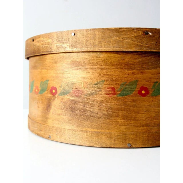 Wood Vintage Stenciled Wooden Cheese Box For Sale - Image 7 of 11