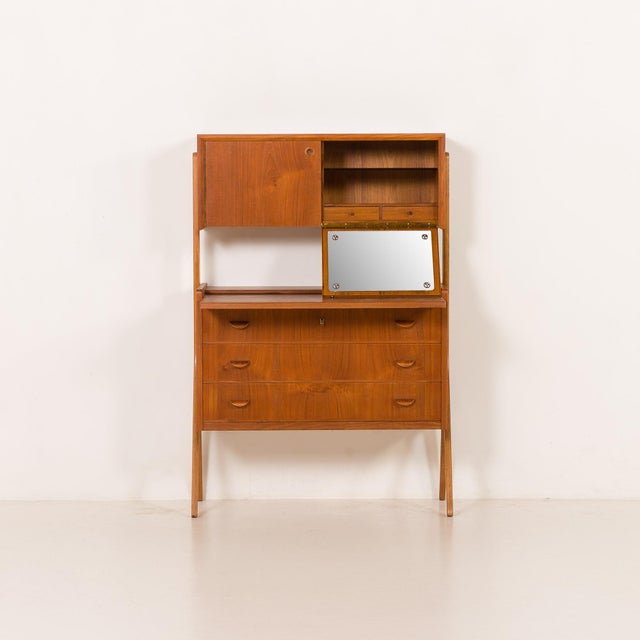 Poul Volther Danish Teak Secretaire with Hidden Vanity attributed to Poul Volther, 1960s For Sale - Image 4 of 18