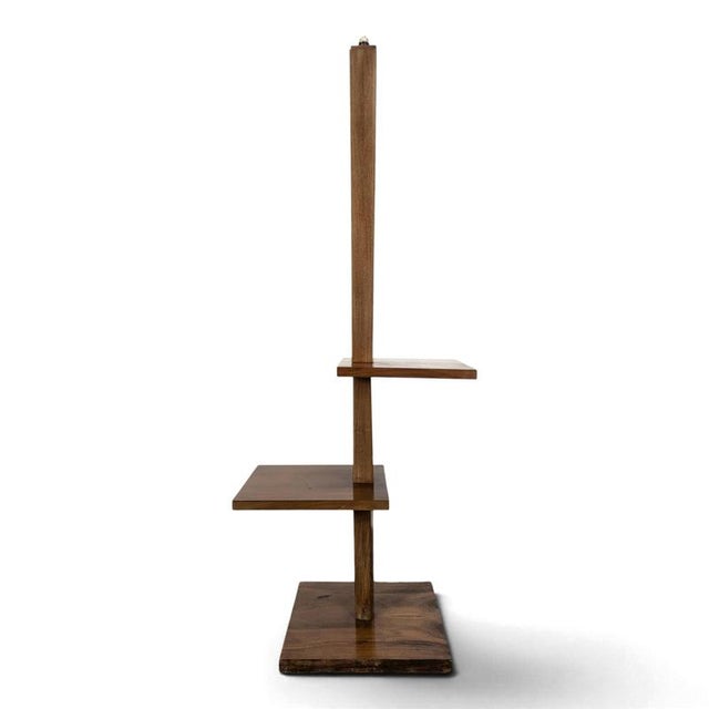 Brown Modernist Wooden Floor Lamp with Shelves, 1950s For Sale - Image 8 of 8